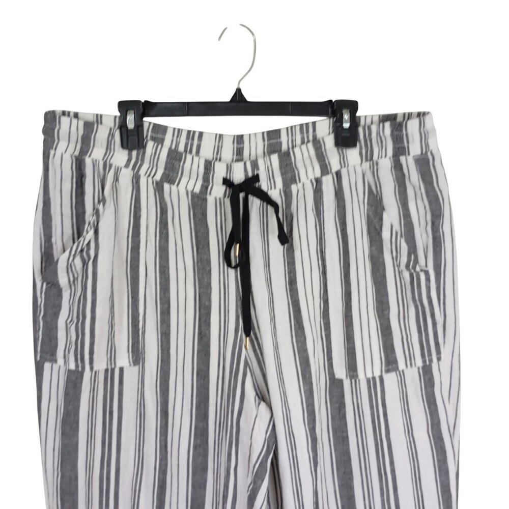 Land N Sea Cropped Pants Linen Blend  Size 2X Striped Drawstring Waist Women’s - Picture 3 of 8